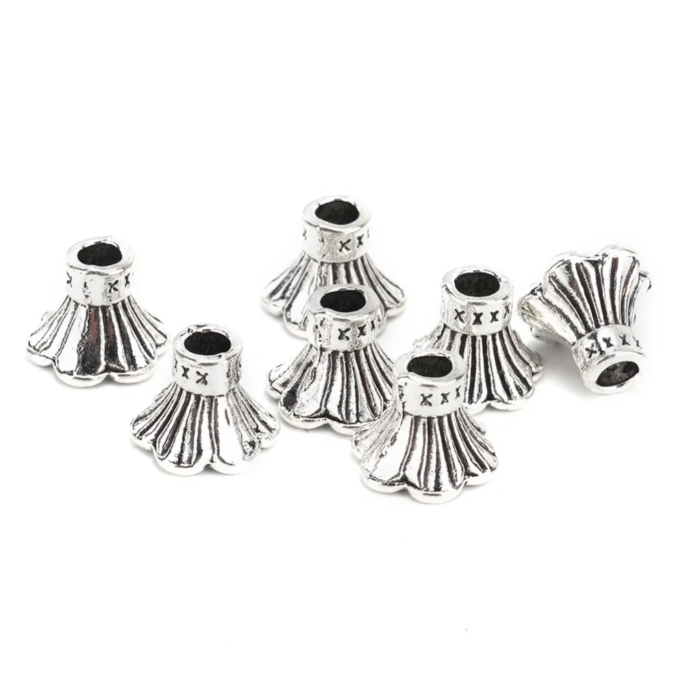 

50Pcs Alloy Vintage Bead End Cap 6-Petal Caps Silver Bracelet Beads Pendant DIY Jewelry Findings Crafts Making Bracelet