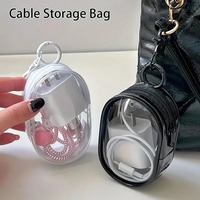 Multi Functional Storage Bag Transparent Data Cable Charger Storage Box Portable Zipper Dustproof Storage Box Small Doll Storage