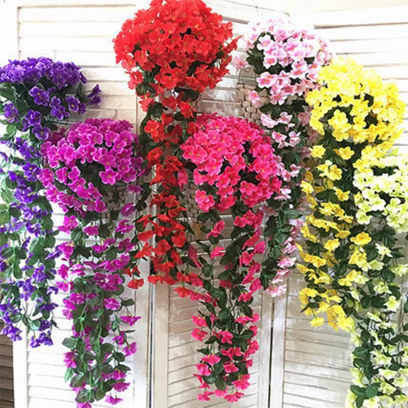 Fiori viola artificiali festa di nozze appeso balcone decorazione del giardino parete finta pianta di vite ghirlanda di fiori finti decorazioni per