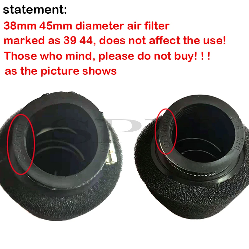 35mm 38mm 42mm 45mm 48mm 50mm stright and Bend Elbow Neck Foam Air Filter Sponge Cleaner Moped Scooter Dirt Pit Bike cycle