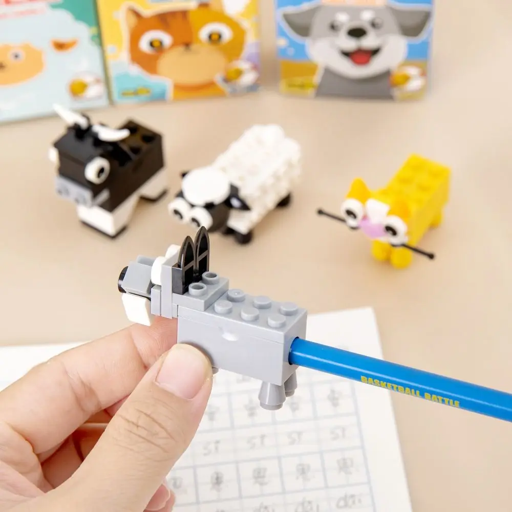 Animal Shape Building Blocks Pencil Sharpener Sketching Puzzle Toys DIY Assembly Pencil Sharpener Writing Drawing