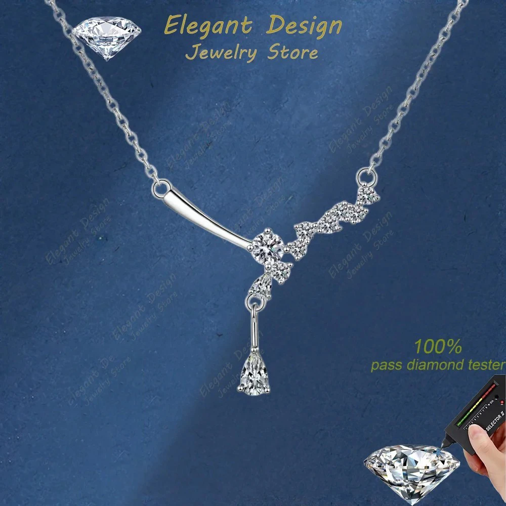 

Elegant Design Water Drop Simple Moissanite Pendant Collarbone Chain for Women, Temperament Platinum PT950 Fine Jewelry Necklace