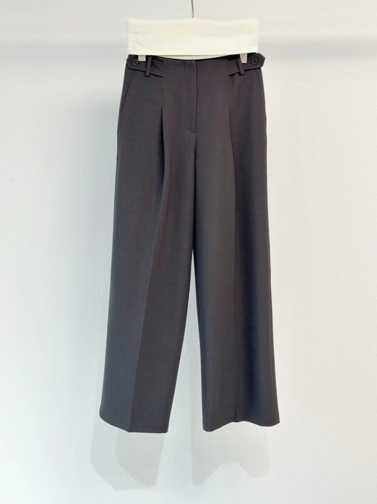 

Busin Casual High Waist Straight Leg Pants Women's Faion Slimming Loose Fit Commute Friendly Korean Sle Trousers