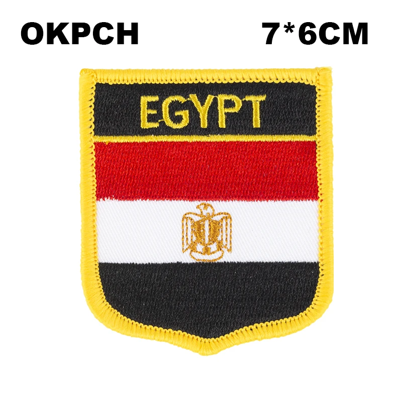 Egypt Flag Shield Shape Iron on Embroidery Patches Saw on Transfer Patches Sewing Applications for Clothes Back Pack Cap