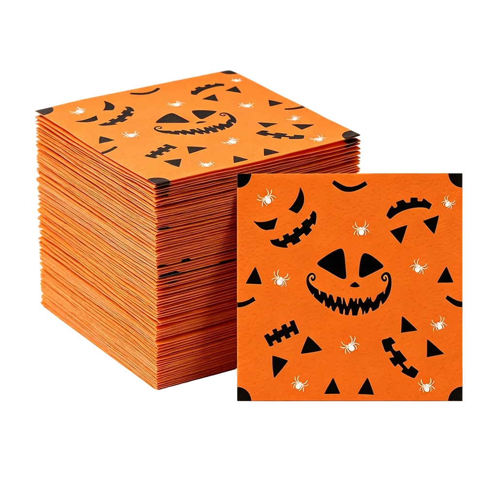 Halloween Disposable Paper Napkins Pumpkin Ghost Bat Skeleton Print Napkin Trick Or Treat Design Halloween Party Table Decor - view 6