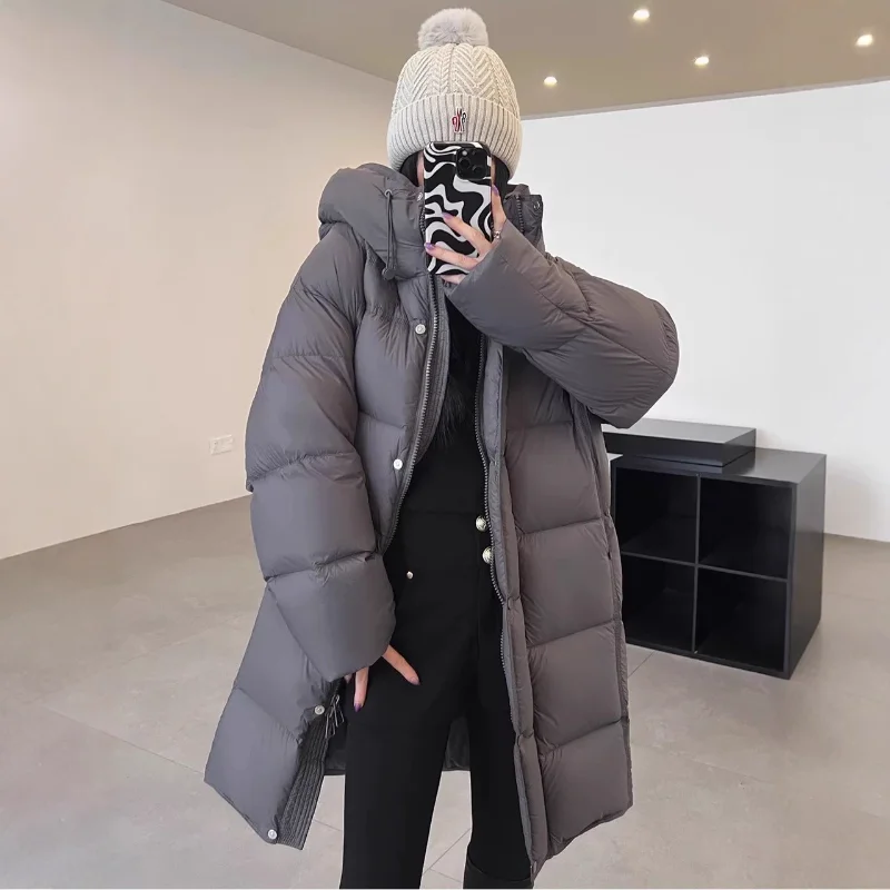 Piumino da donna 2025 Autunno/Inverno Nuovo stile di media lunghezza dimagrante opaco Cappotto ispessito versatile alla moda