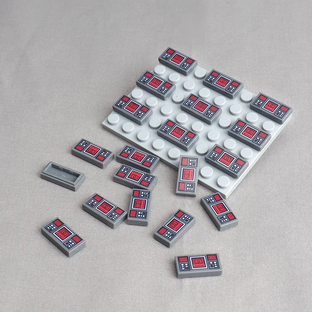 MOC 10 Uds. Parte de ladrillos impresos 3069 1X2 3069pb0777 patrón de pantalla objetivo máquina juego de bloques de construcción partículas DIY juguetes regalos para niños