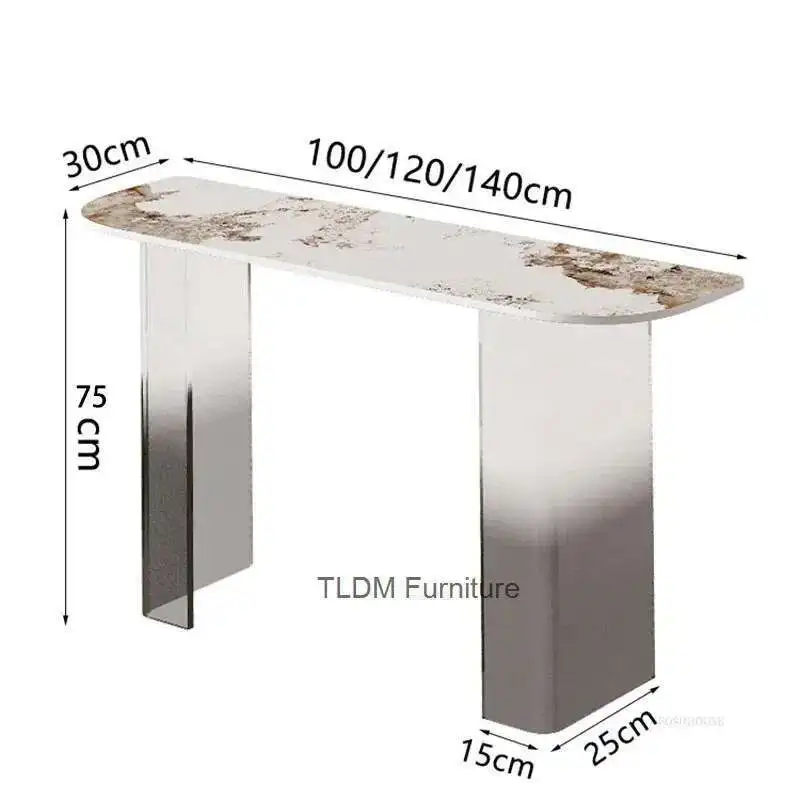 Gradient Acrylic Console Table Bar Wall Entrance Table Simple Sintered Stone Coffee Tables Decoration Semi-round End View Table