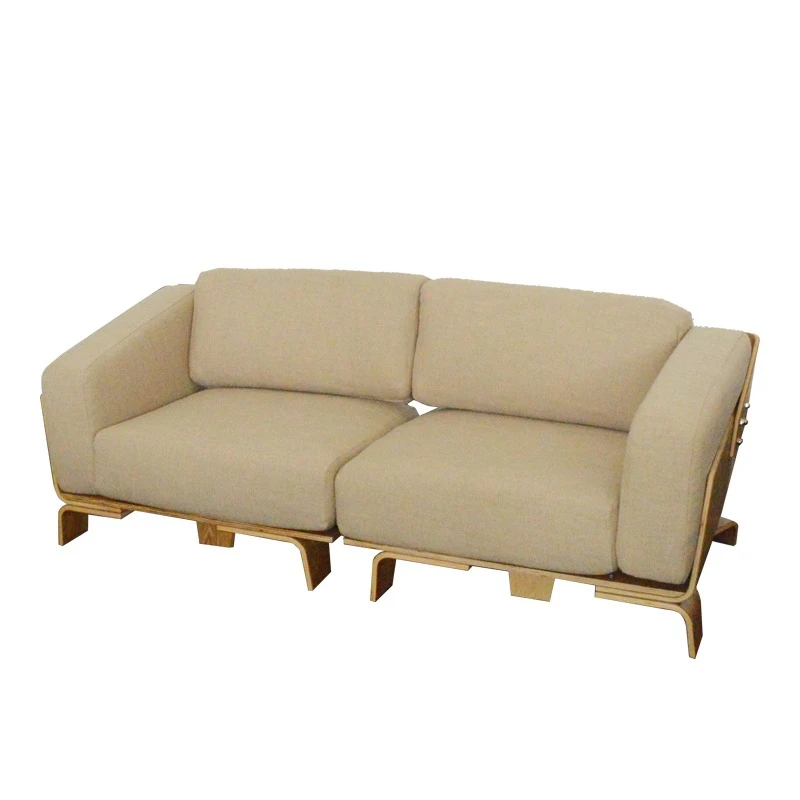 

Sofa, small apartment living room curved wood wind double removable and washable