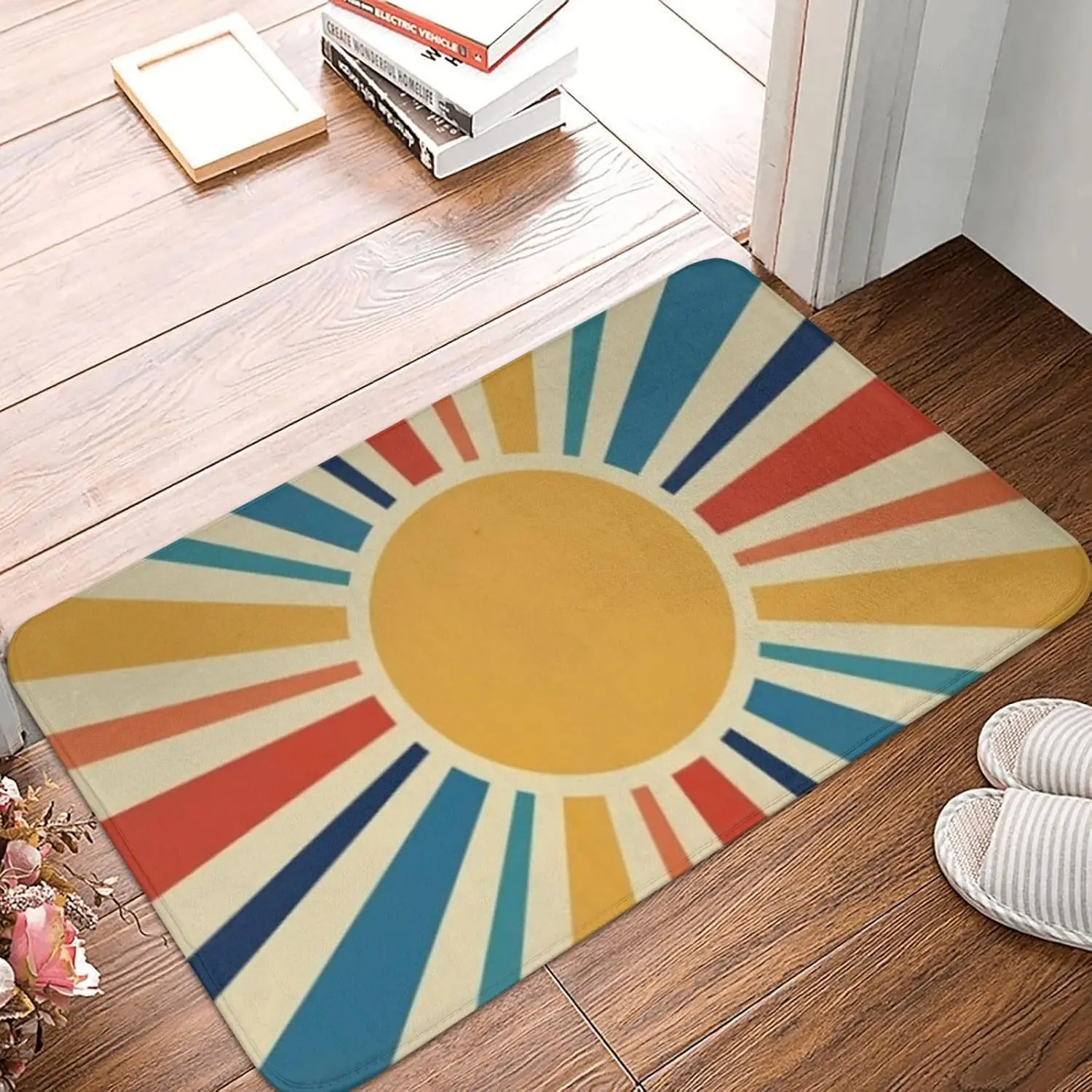 Funny Mat Heart Stripe Stars 4th of July Bath Rugs Patriotic America Memorial Day Independence Day Doormat Non Slip Absorbent