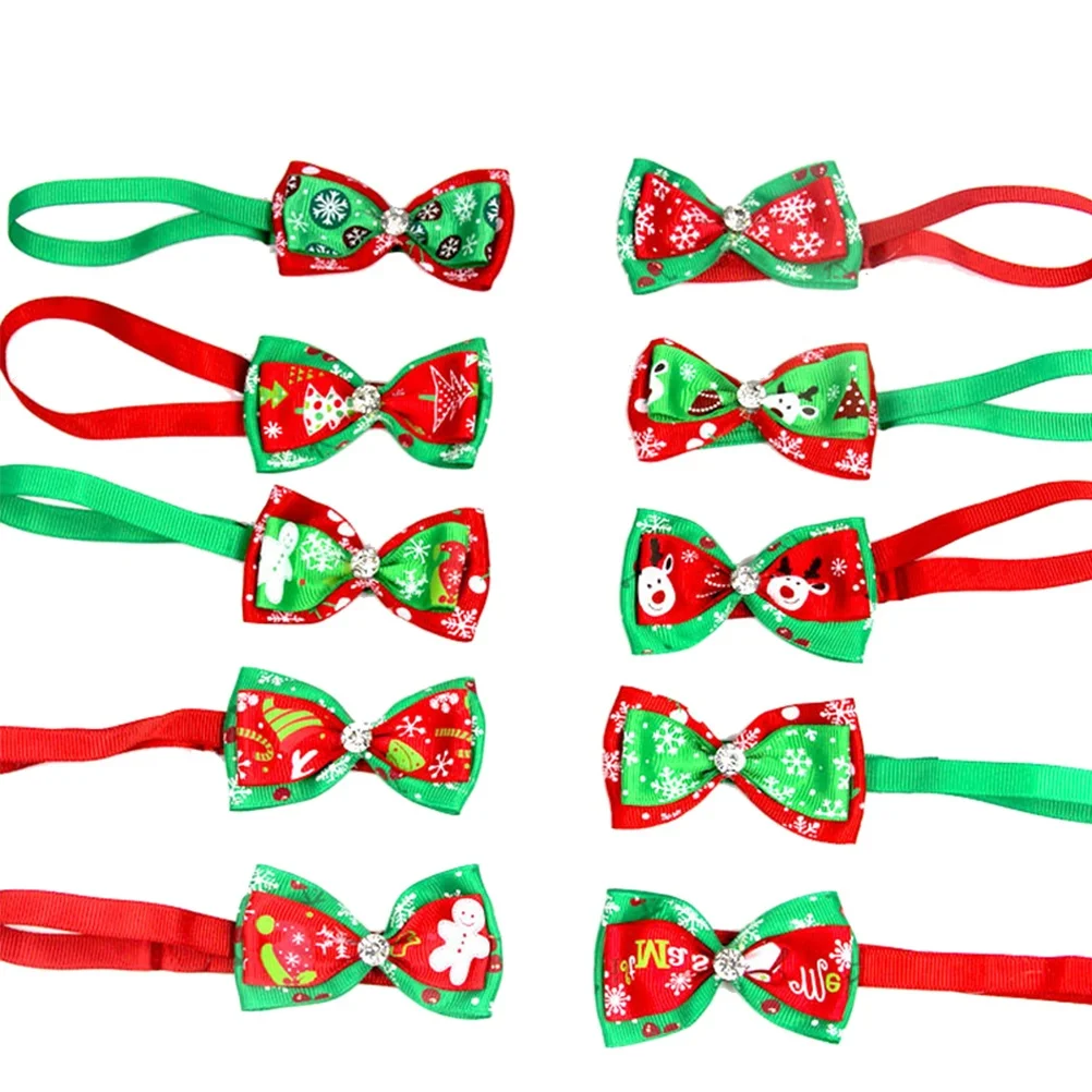 

15Pcs Christmas Dog Collar Bow Ties Adjustable Pet Neckties Mixed Colors for Parties Holiday Accessories Pet Necktie