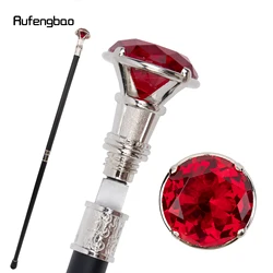 Red Diamond Type White Walking Stick with Hidden Plate Self Defense Fashion Cane Plate Cosplay Crosier Stick 90cm