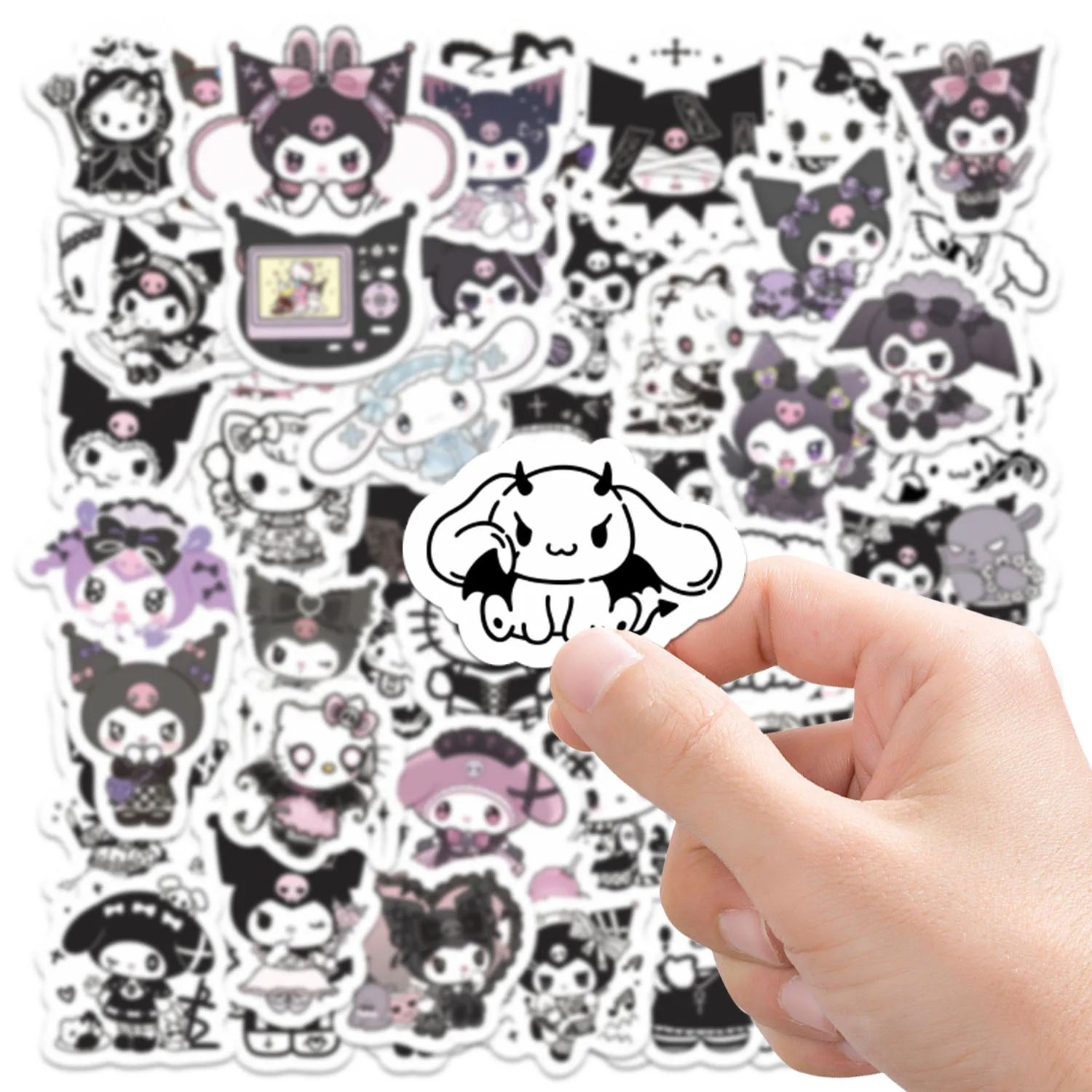 50PCS Cartoon Sanrio Kuromi Gothic Style Cute Graffiti Stickers Personalized DIY Pencil Case Laptop Diary Stickers Decals