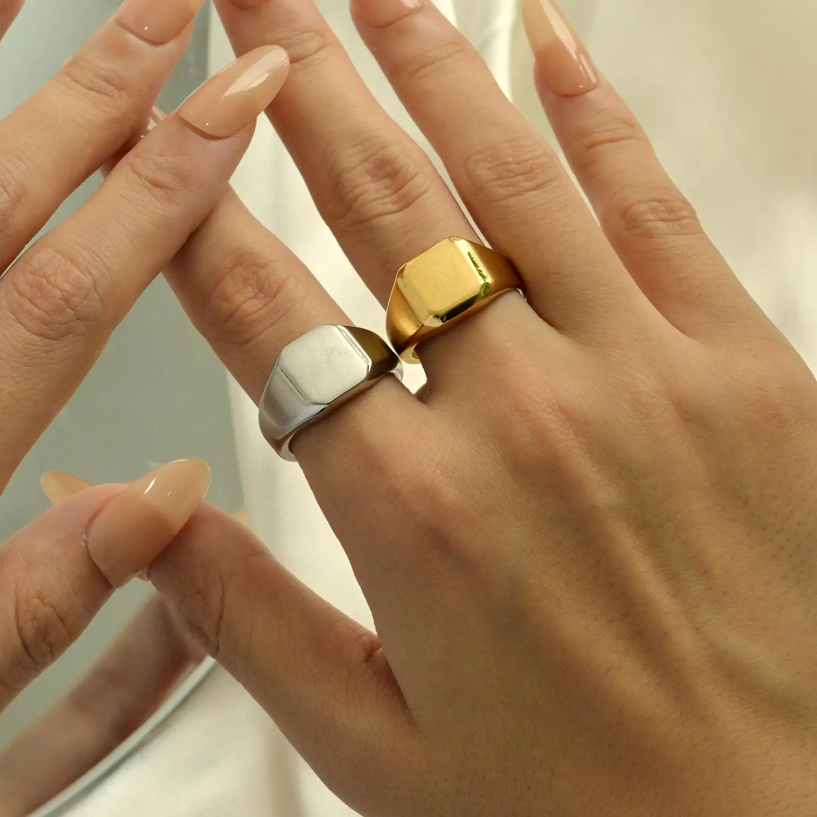 Vnox – bagues chevalières tout lisses en acier inoxydable pour hommes et femmes, bijoux de mariage élégants et tendance, accessoires cadeaux