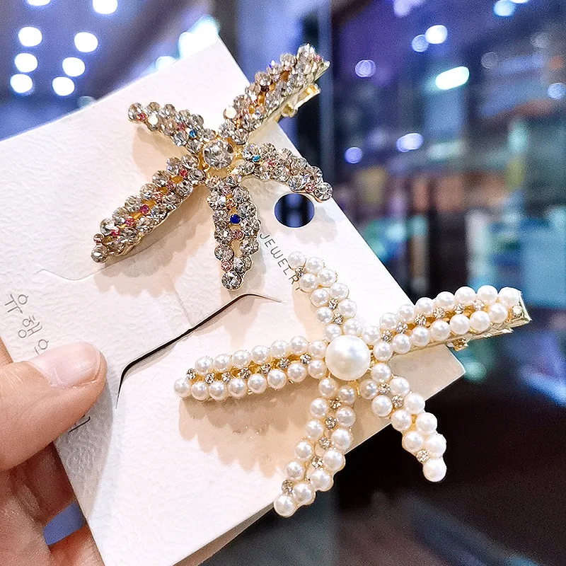 Rhinestone Hair Clip for Women Heart and Word Hairpin for Short Hair and Bangs Headwear Accessories Duck billed hair clip