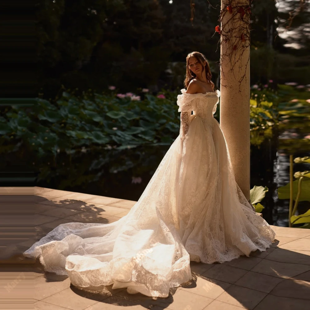 

Sweetheart Collar A-Line Women Wedding Dresses Exquisite Lace Applique Bride Gowns Princess Banquet Vestido De Noivas Customized