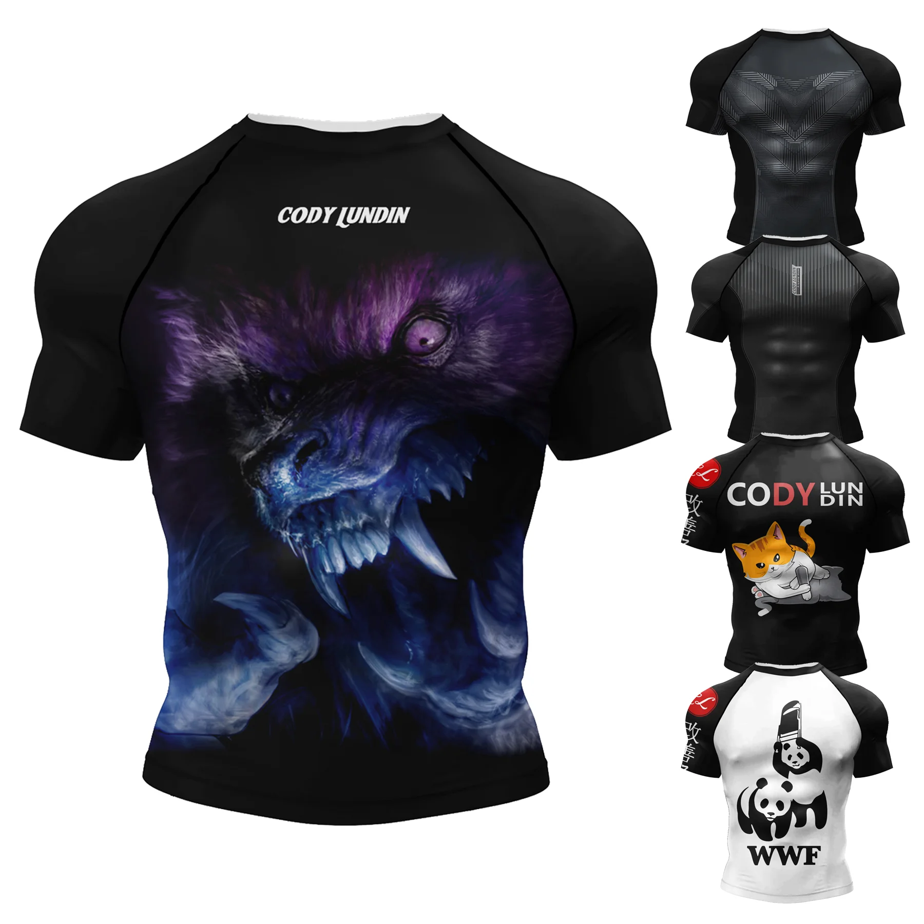 Cody Lundin Jiu Jitsu Bjj Rash guard Punk-Stil sublimierte Kompression Boxen Kampf T-Shirts Polyester Gym Kurzarmhemd