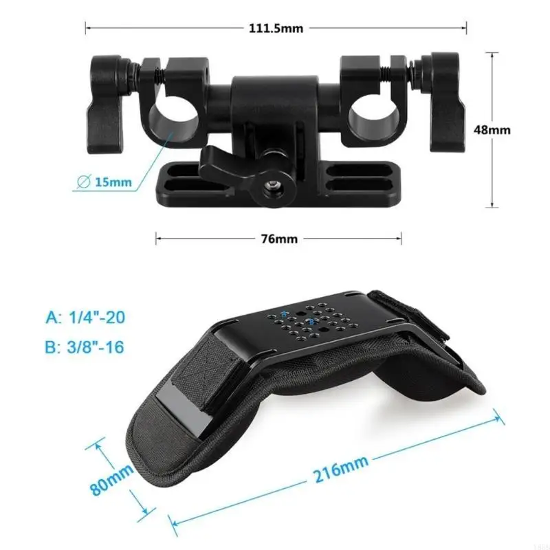 

Y88B Ergonomic Shoulder Pad 360 Degree Rotating 15mm Rod Clamp 15mm Rod Adapter