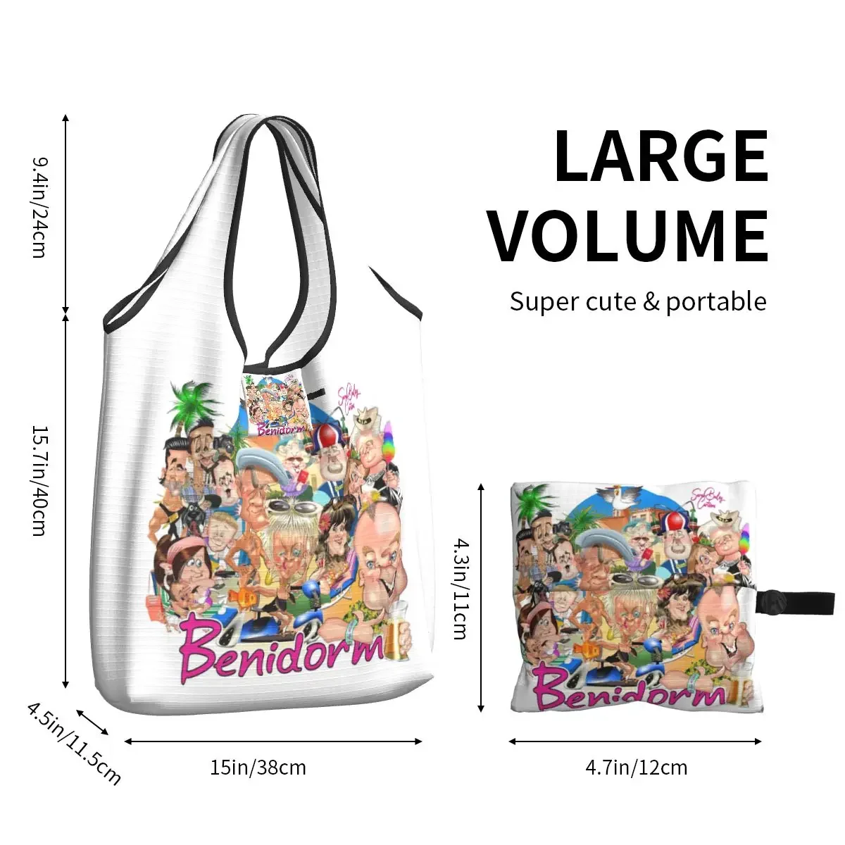Benidorm! Portable Tote Shopping Bags Foldable Shopper Bag Grocery Handbag Shoulder Bag