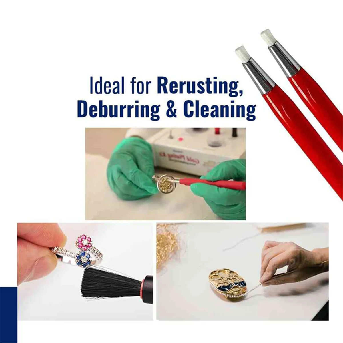 

ONCE Watch Rust Cleaning Pen Scratch Brush Pen Set Set of 2 Brass and Fiberglass Retractable Pen Watch Repair and Jewelry