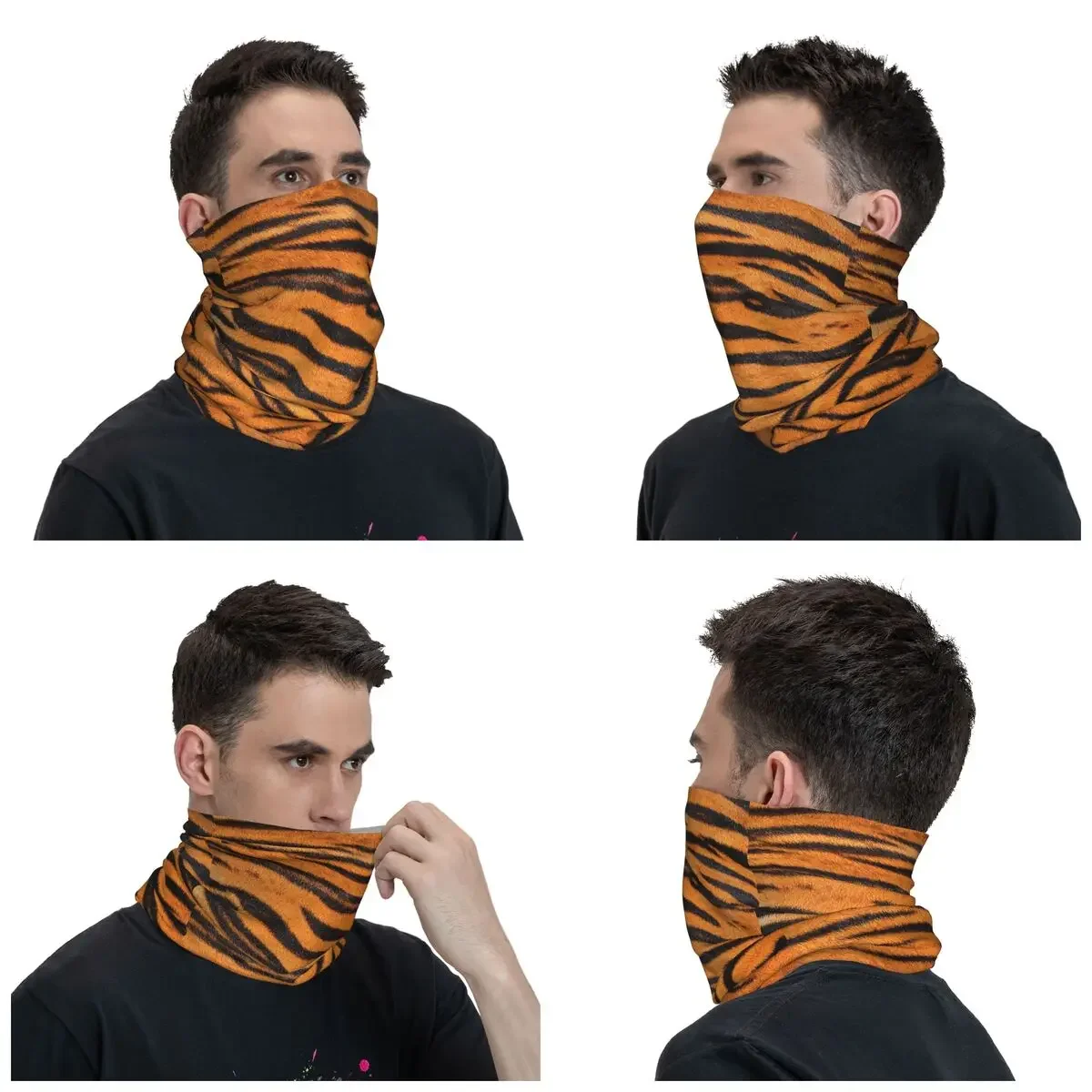 Tiger Skin Texture Print Bandana Neck Gaiter UV Protection Face Scarf Cover Women Men Headwear Tube Balaclava