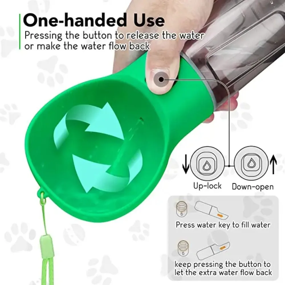 Portable Pet Water Bottle, Dog Bowl Dispenser, Travel Water Cup with Food Container for Cats Walking and Travel, 4 in 1