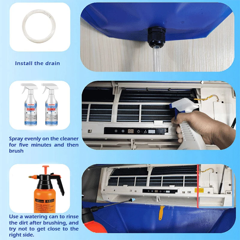 Air Conditioning Water Cover Full Set of Cleaning Tools with Water Pipe Air Conditioning Cleaning Cover Waterproof Rain