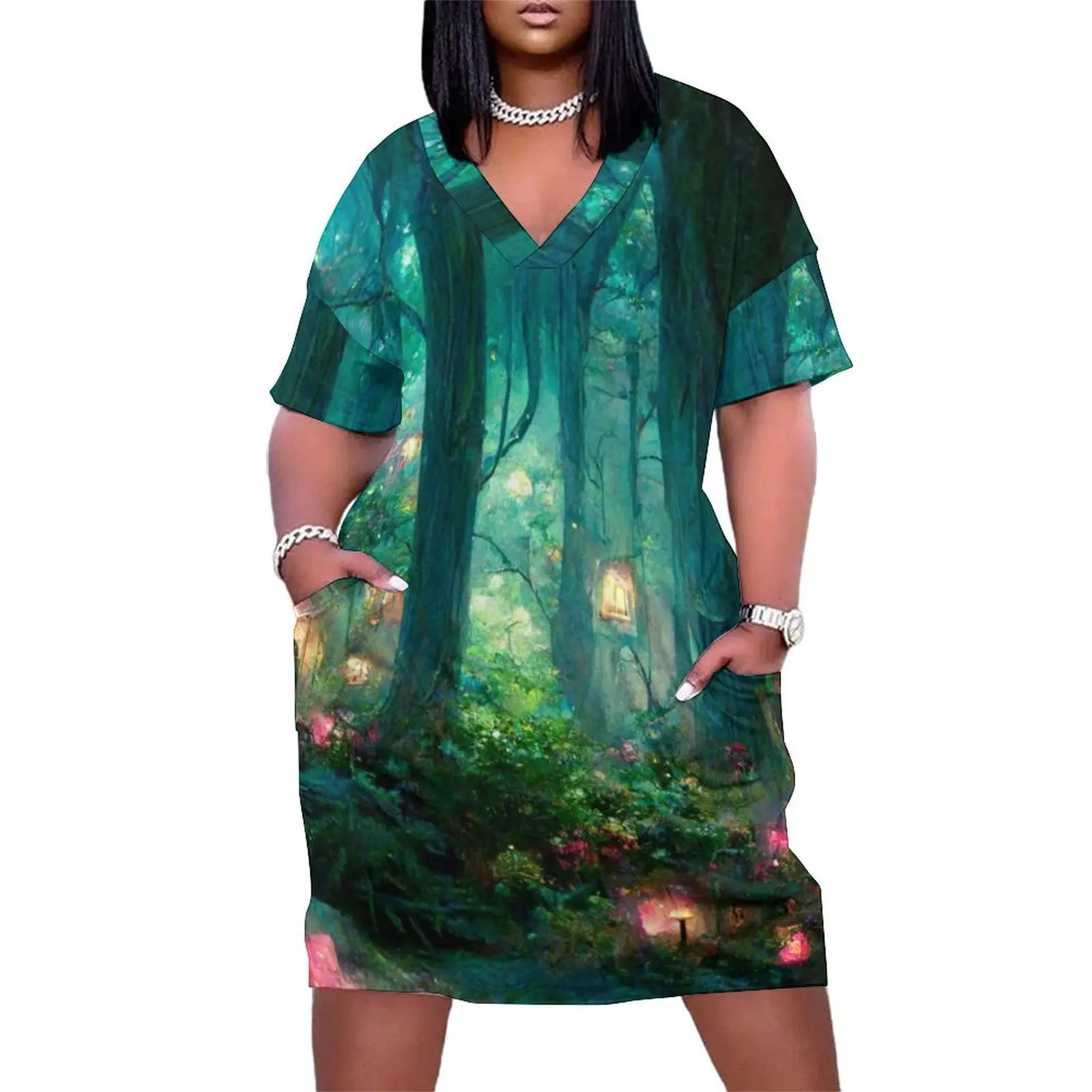 

Magical Bookstore in the Woods Loose Pocket Dress dress dresses women's summer dress 2025