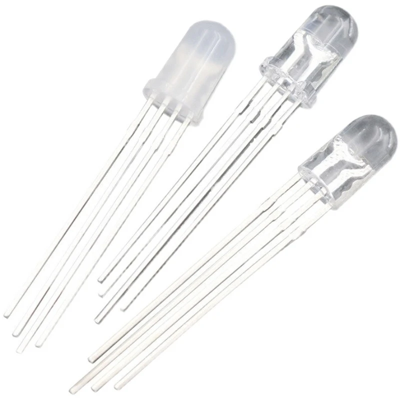 50PCS 5MM/F5 RGB DIP LED Red Blue Green Full-color Common Cathode/Anode Transparent shell Light-emitting Diode