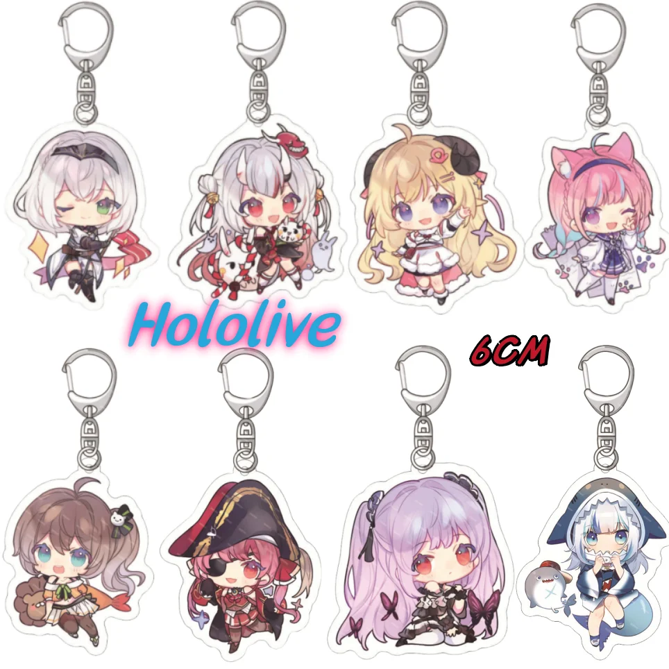 

New Hololive Virtual Anchor Surrounding Acrylic Keychain Student Pendant Double Sided Transparent for gifts 6CM