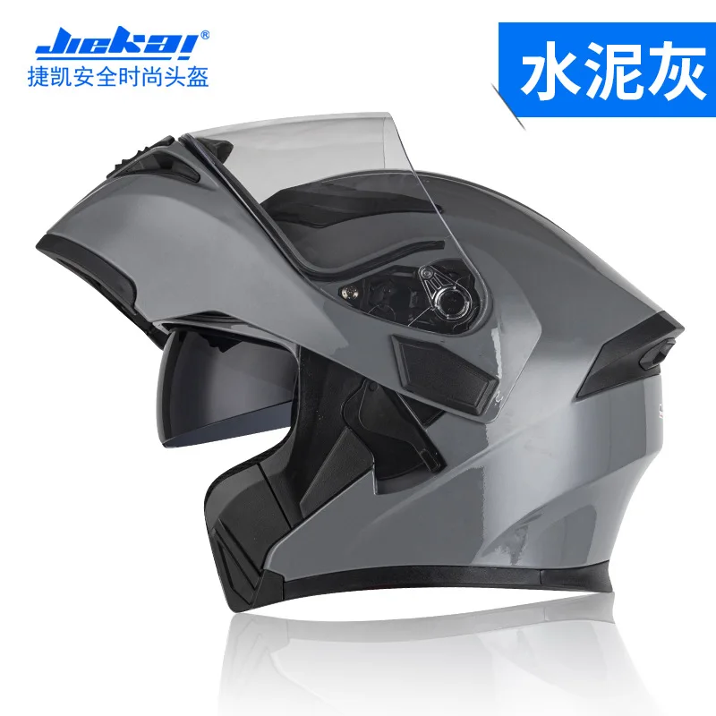 DOT CE Built-in Bluetooth Flip Up Modular Motorcycle Helmet Full Face Dual Lens Cool Unisex Casco Moto Protective Gear JieKai