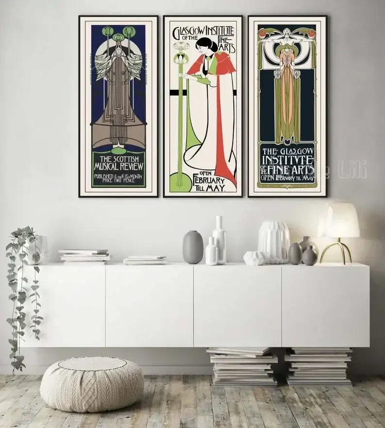 Rennie Mackintosh Set Of 3 Piece Wall Art Exhibition Posters