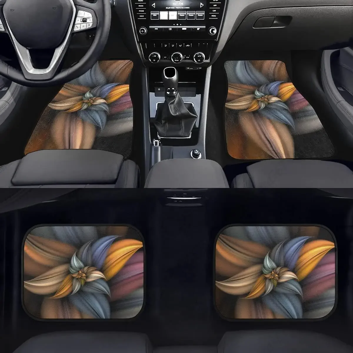 

3D Art Floral Car Floor Mat, All Weather Heavy Duty Auto Inter Non Slip Car Carpets, Car/SUV/Truck Universal 4pcs