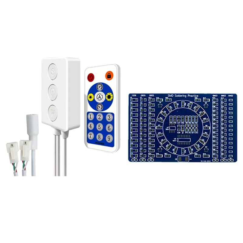 SP601E Dual Signal Output Bluetooth LED Music Controller & Rotating LED SMD NE555 Soldering Practice Board DIY Kit