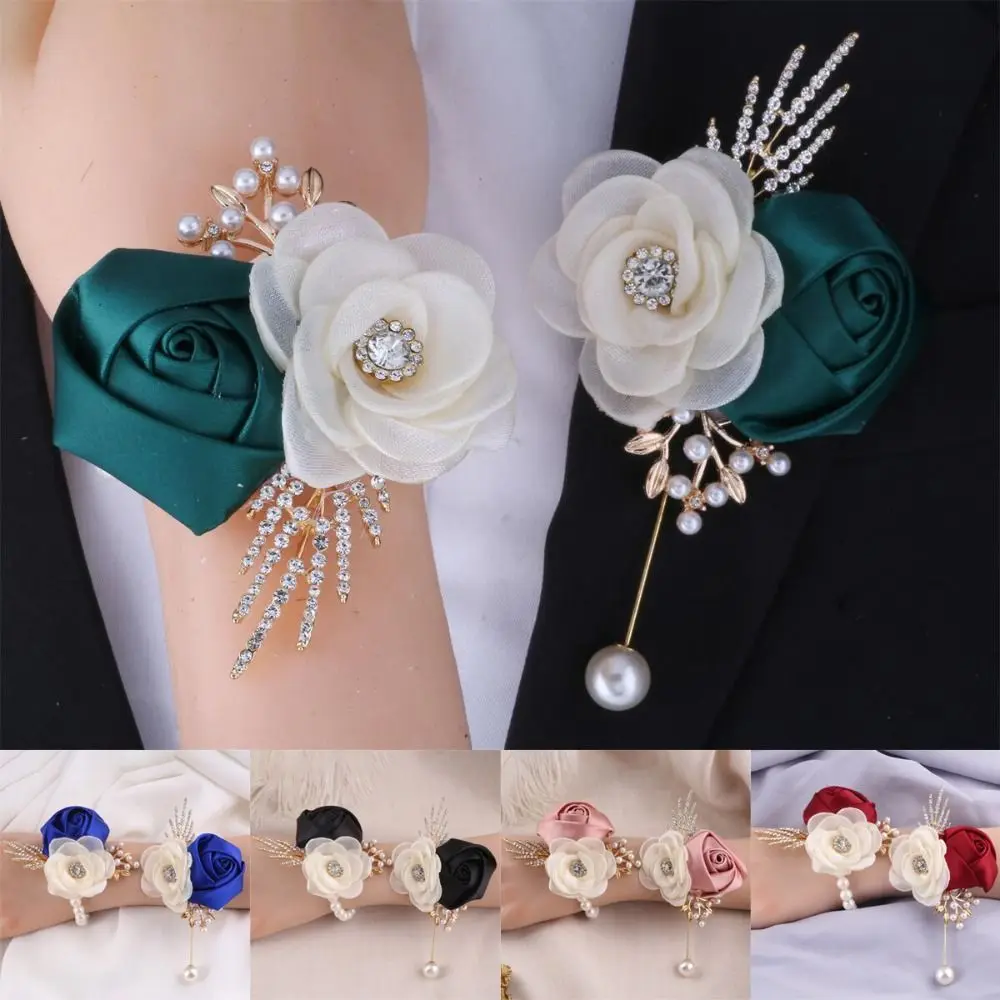 Boutonnière de Marié Élégante, Simple et Haut de Gamme, en Soie Artificielle, Broche de Témoin de Mariage, Accessoire de Costume pour Homme pour Fête