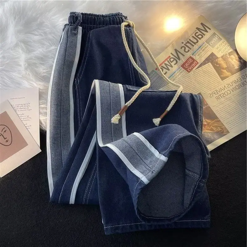 

Mens Jeans High Waist Fashion Straight Baggy Denim Pants Streetwear American Style Wide Leg Denim Trouser Spring Autumn 2025