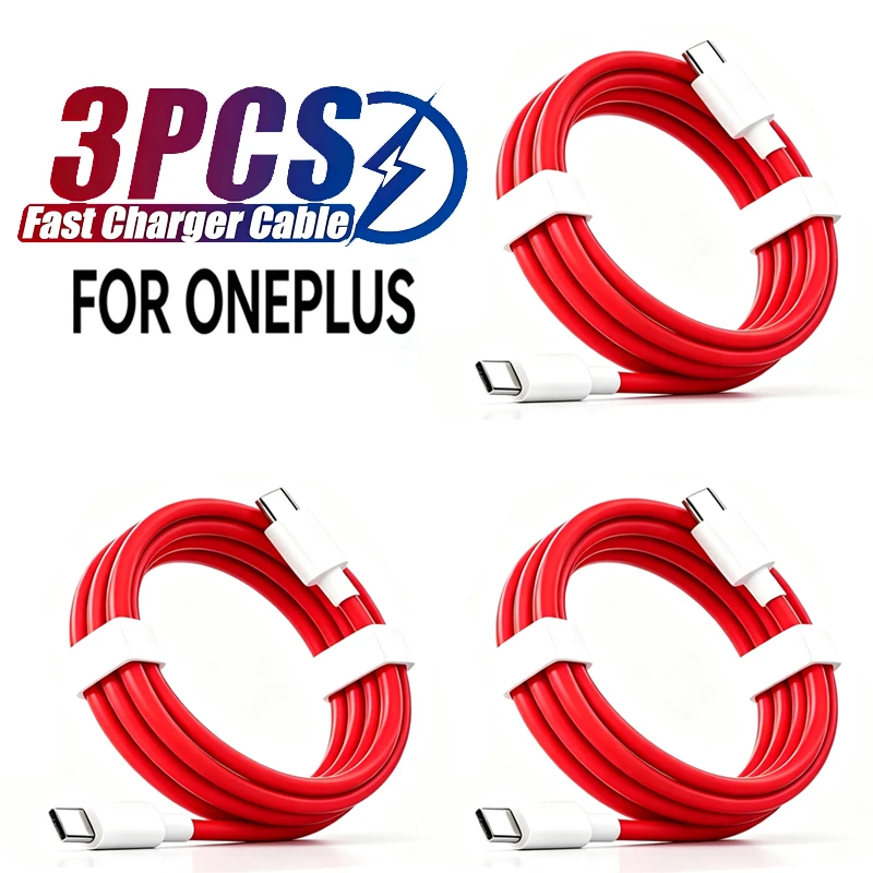 3PCS For Oneplus USB Type C Charger Cord 100W 12A High-speed Dash Charging USB-C Data Cables for One Plus 15 14 IPhone Samsung