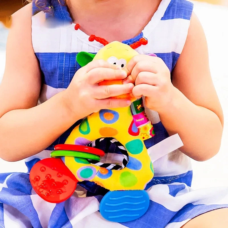 동물 기린 아기 부드러운 봉제 인형 치발기 인형 귀여운 어린이 유아 아기 치아발육 장난감 신생아 감각 봉제 장난감