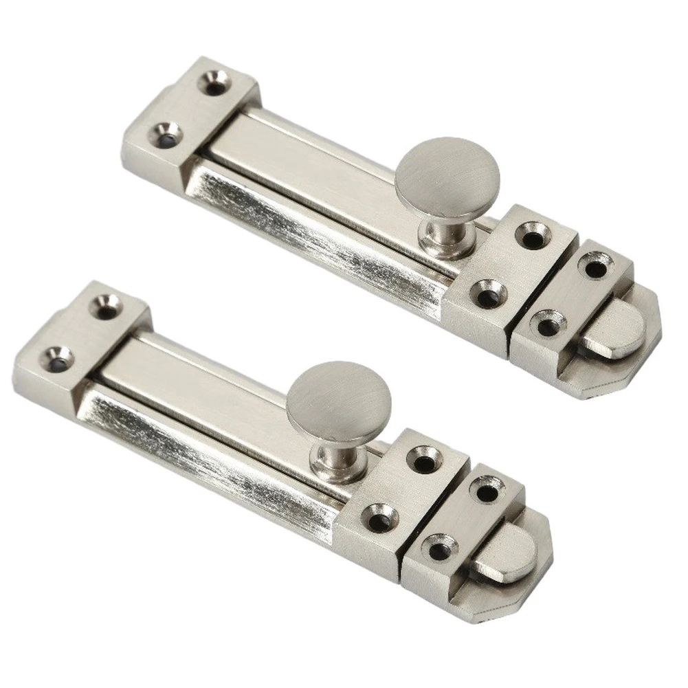 2pcs Zinc Alloy Sliding Door Bolts for For bedrooms Bathrooms Cabinets and Home Interior Doors with Chrome Plated Finish