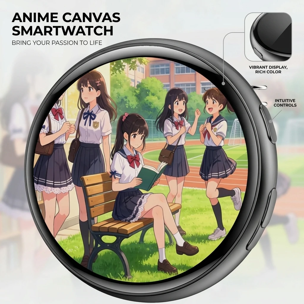 Anime Style HD Touchscreen Digital Badge - Customizable Photo Video E-Badge for Party Cosplay Fandoms