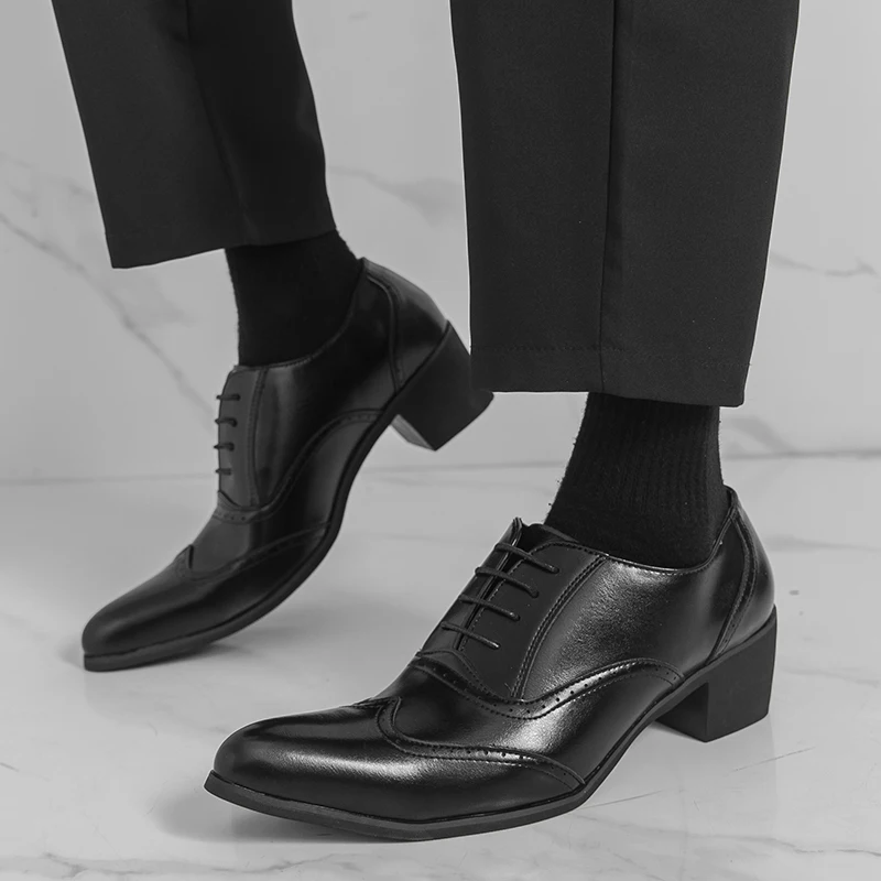 Men's casual leather shoes Gentleman Classic British Style Work leisure party Black brown adult suit Hot selling New versatile view 4