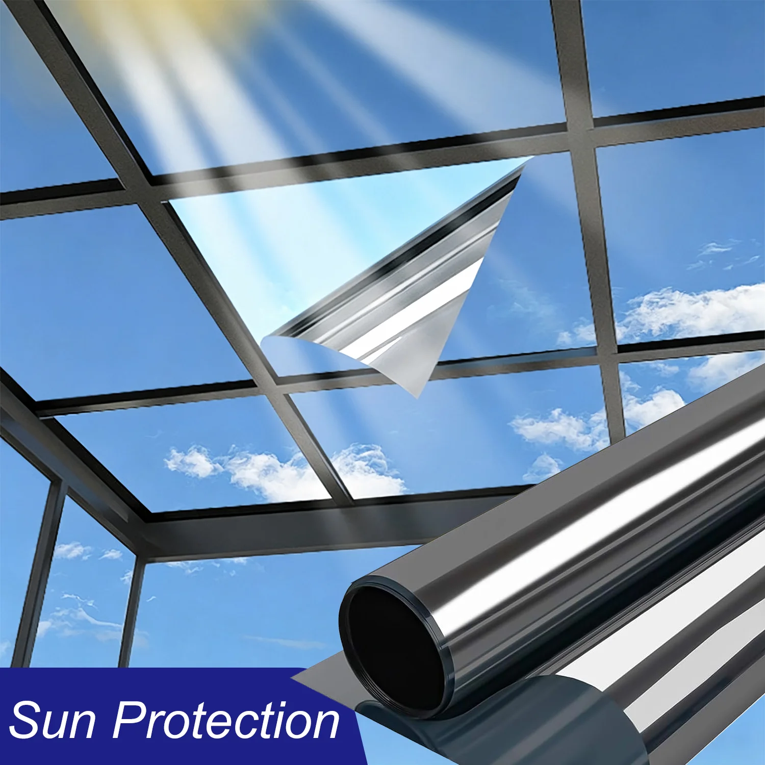 10m Black Silver One Way Reflective Window Tint UV Shield Privacy Film Light Transmit Daytime Blackout Sticker for Home Glass