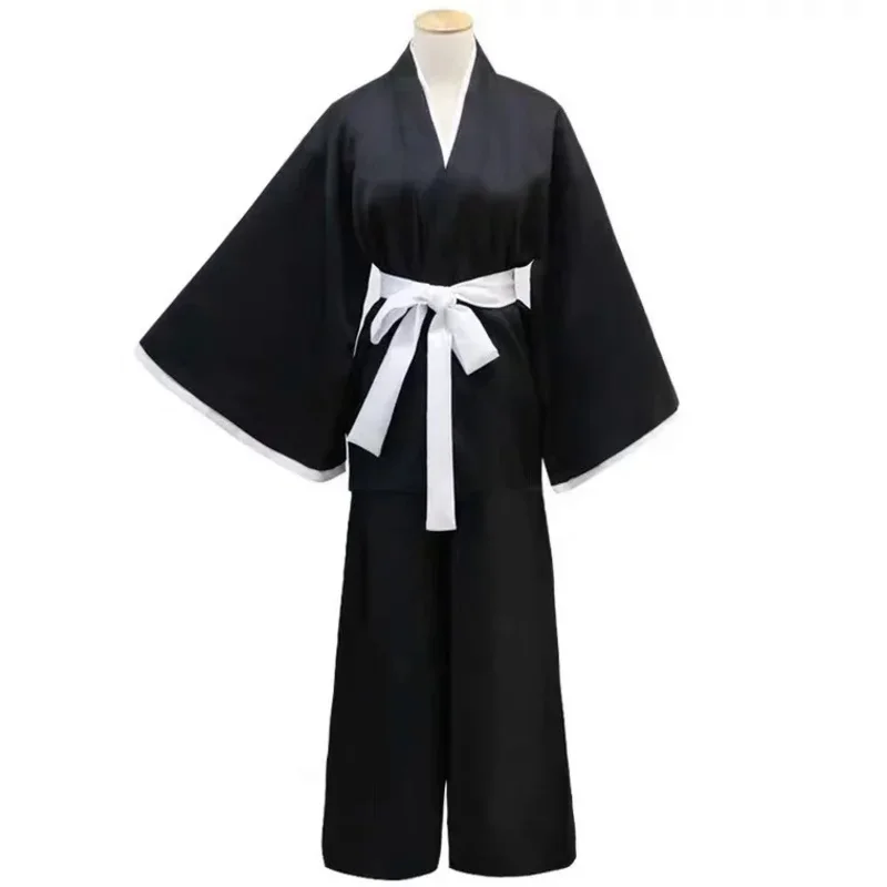 Cosplay Anime Bleach Kuchiki Rukia Kurosaki Ichigo Costume Black Robe Outfit Thousand-Year Blood War Samurai Uniform