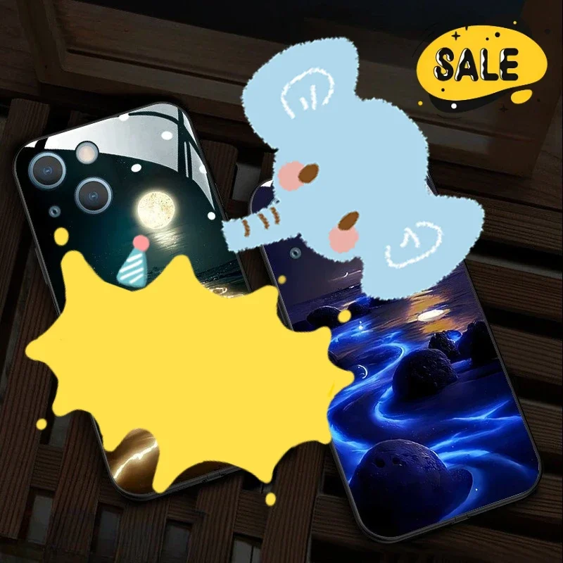 

Glowing Meteor Beach LED Call Light Up Phone Case for Iphone 11 Pro Max XR XS Max 6 7 8 Plus Shockproof Protector Cover