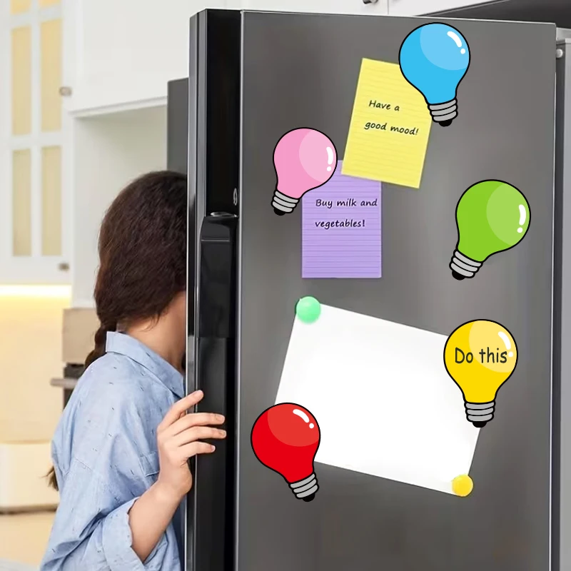 6 Pcs Light Bulb Dry Erase Magnets - Reusable Whiteboard & Fridge Magnets for Highlighting, Reminder Notes & Important Marking