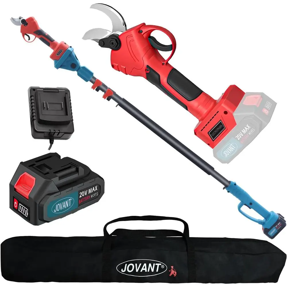 Sécateur électrique 2 en 1 sans fil avec poteau, sécateur sans fil 20 V, sécateur à piles 4,0 Ah, 9,3 pieds vers le haut