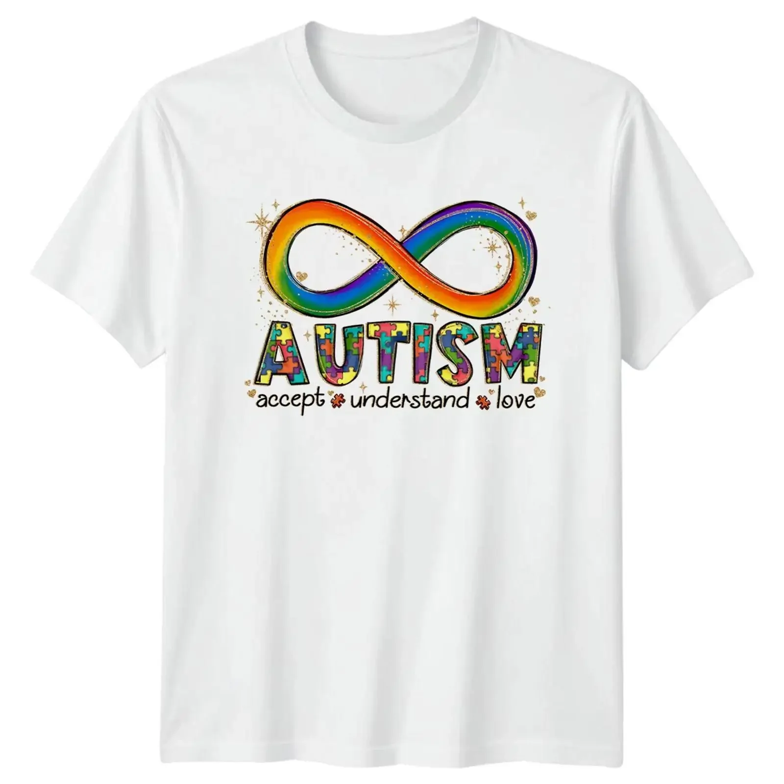 Autism Acceptance Understanding Love Infinity Rainbow Symbol T Shirt Image 1 of 4 vintage Washed Slightly graphic Unisex homme