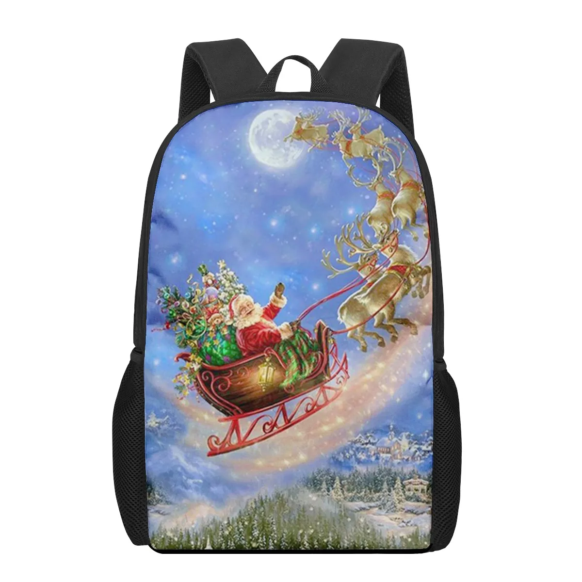 Mochilas navideñas con estampado de Papá Noel para niños, mochilas escolares para estudiantes, niños y niñas, bolsos de hombro para salir de compras, Viajes