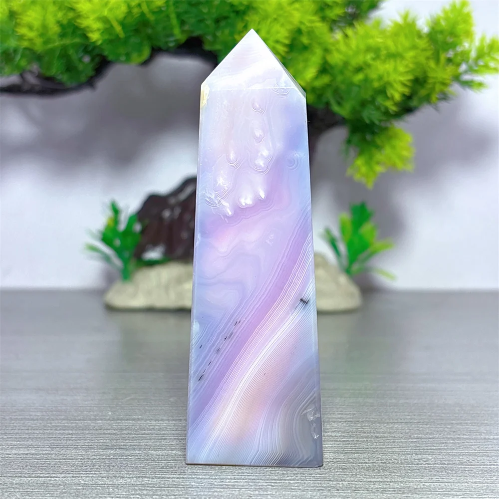 Tour d'agate drusy rose et violette, cristal naturel, décoration d'intérieur, pierre de quartz porte-bonheur, pour jardin, guérison énergétique Reiki, amour