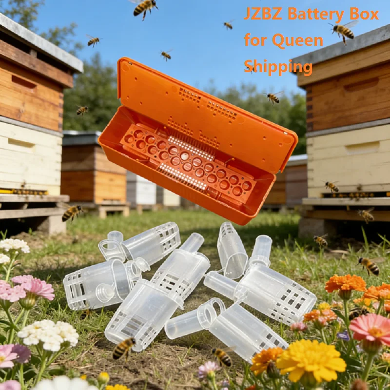 

JZBZ Queen Battery Box Queens Banking Queen Bee Transport Box Queen Bee Cage Moving Isolator Protection Case Beekeeping Tools